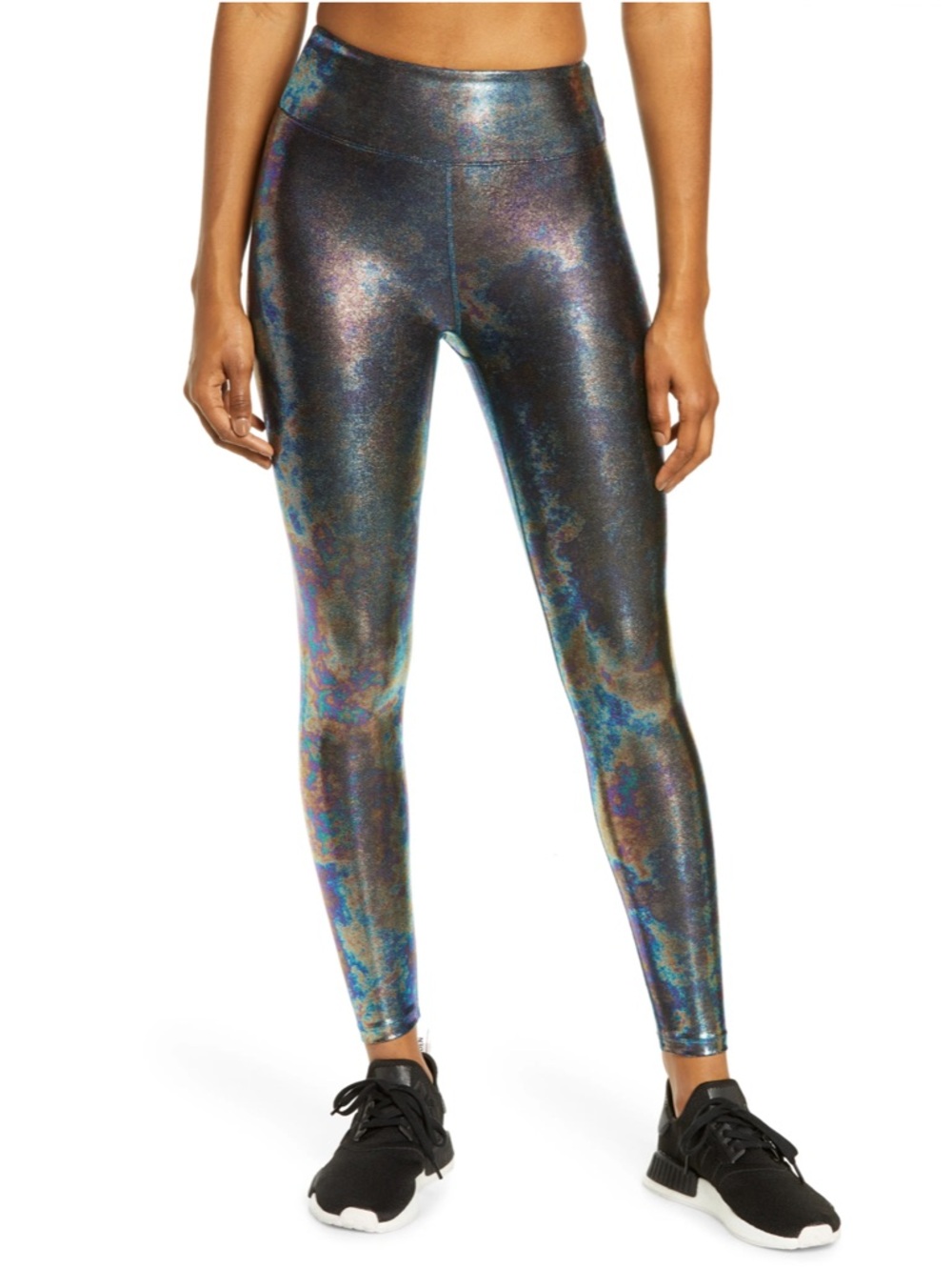 Carbon38 Heroine Sport Holographic Black Leggings Iridescent EUC Athleisure